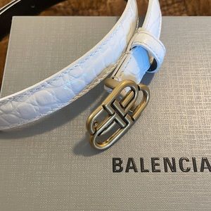 BALENCIAGA - BB croc-effect leather belt